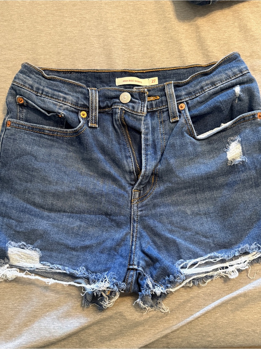 Levi's Distressed High-Rise Denim Shorts in Blue
